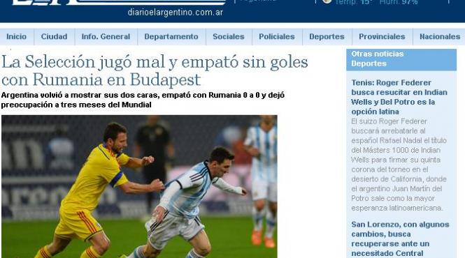 diario el argentino argentina a jucat slab si a remizat cu romania la budapesta