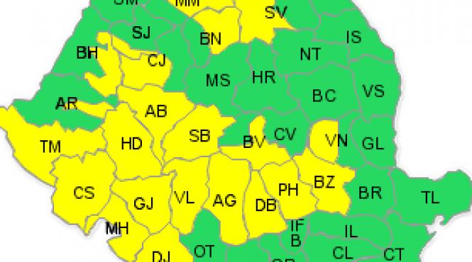 cod galben de ploi torentiale in 22 de judete avertizarea intra in vigoare la orta 22 00