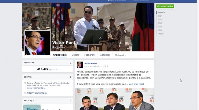 ponta marcheaza pe facebook implinirea a doi ani de la suspendarea lui basescu