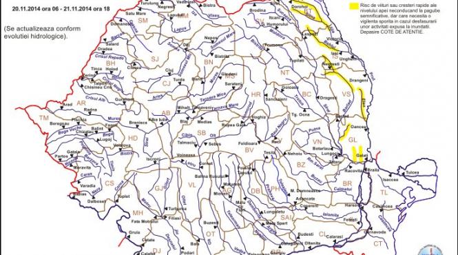 cod galben de inundatii pe rauri si afluenti din zona moldovei incepand de joi dimineata
