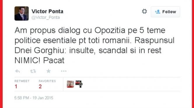 victor ponta dezamagit de opozi ie am propus dialog pe 5 teme esentiale pentru toti romanii raspunsul dnei gorghiu insulte scandal si in rest nimic pacat
