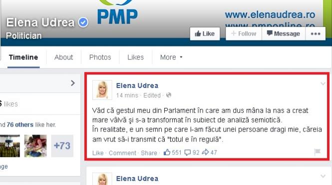 elena udrea recunoa te gestul interlop pe facebook am vrut sa i transmit ca
