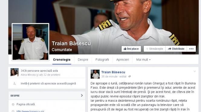 fostul presedinte al romaniei traian basescu a reactionat dur la comentariile aparute legate de cazul jurnalistilor romani rapiti in irak