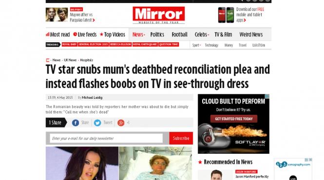 oana zavoranu a ajuns si in paginile tabloidului britanic daily mirror