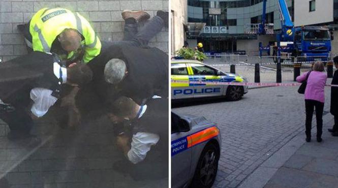 un barbat a amenintat ca isi da foc in fata sediului bbc