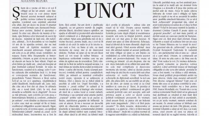 academicianul augustin buzura epitaf la incetarea aparitiei revistei cultura