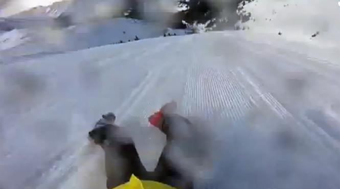 video momentele terifiante in care un schior aluneca necotrolat cu 80 km h