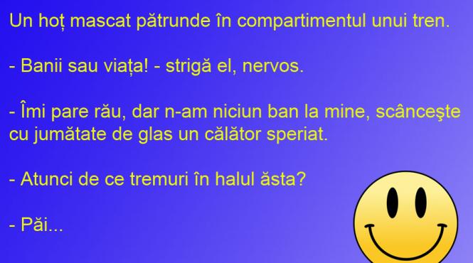 bancul zilei calatorul din tren nu este speriat ci doar derutat