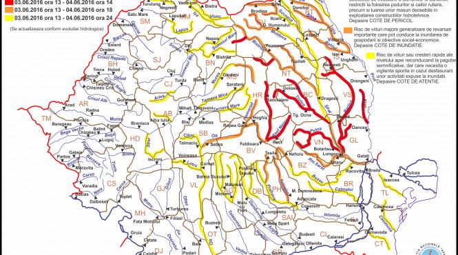 avetizare hidrologica cod rosu de inundatii pe rauri din judetele harghita covasna suceava neamt bacau vrancea iasi vaslui si galati