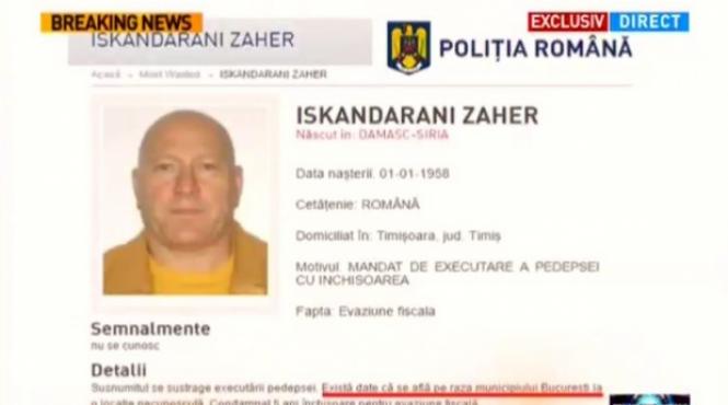 unde se afla zaher iskandarani dat in urmarire internationala de politia romana