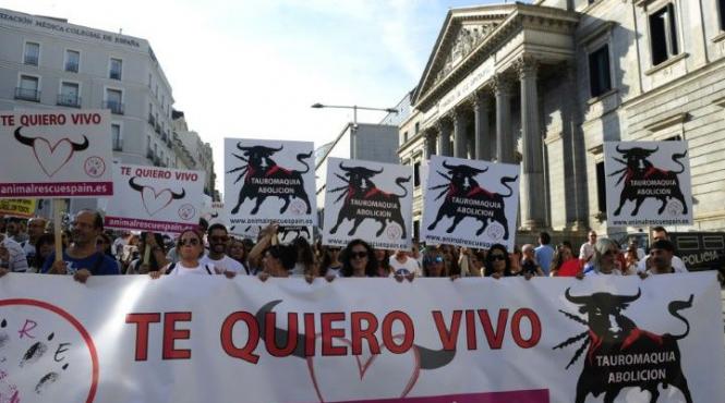 manifestatie la madrid pentru interzicerea coridelor
