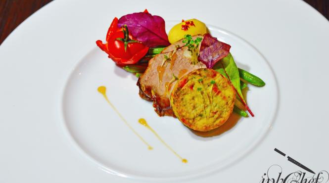 pulpa de miel la cuptor cu fasole verde si sufleu de conopida