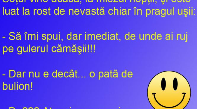 bancul zilei ghinion pentru sotul care vine acasa cu bulion