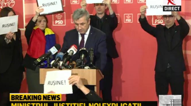 ministrul justitiei intrerupt de protestatari iordache a dat declaratii din sala grupului psd poza zilei
