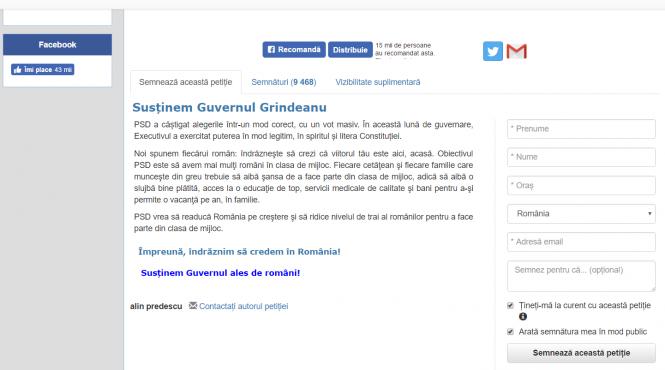 petitie pentru sustinerea guvernului contratac la petitia pentru abrogarea oug