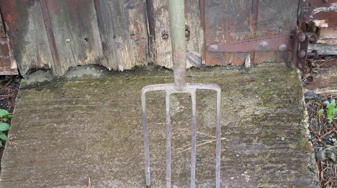 un politist a fost lovit cu o furca de un scandalagiu