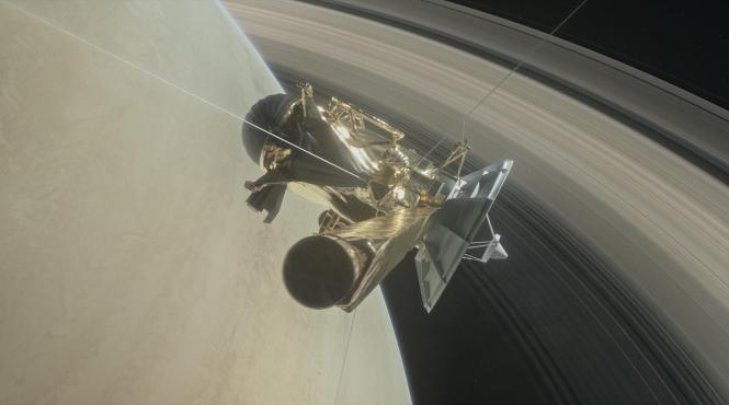 video sonda spatiala cassini a patruns intre planeta saturn si inelele sale ultima faza a misiunii sale