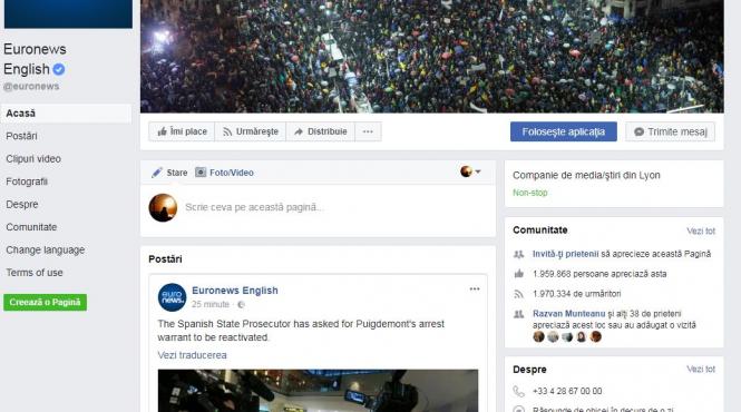 euronews si a pus la cover pe facebook o fotografie de la protestele de sambata