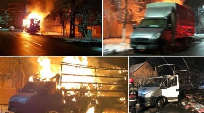 arad autoutilitara distrusa de un incendiu focul ar fi fost pus intentionat