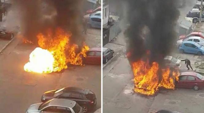 spaima pe o strada din bacau mai multe masini s au facut scrum iar una dintre ele a explodat