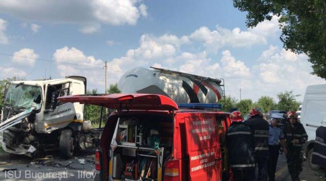 accident grav intre o autoutilitara si un tir pe soseaua de centura a capitalei traficul este blocat