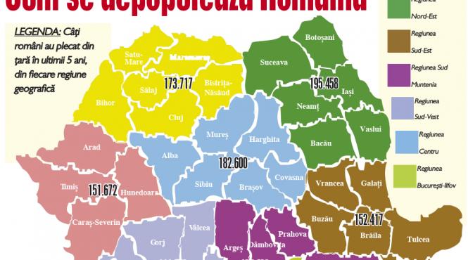harta emigratiei pe regiuni cum se depopuleaza romania