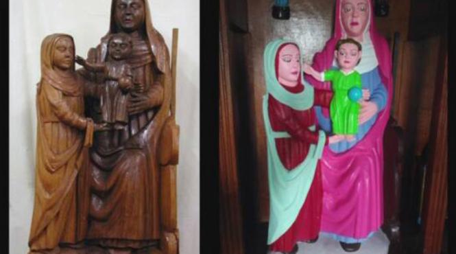 o statueta din secolul xv restaurata in culori electrice