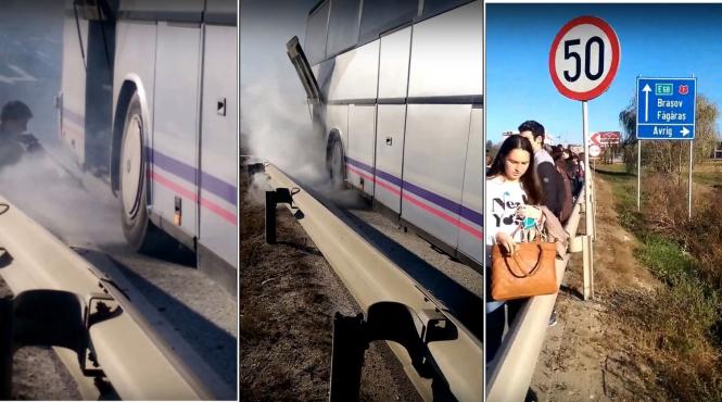 alerta la sibiu un autocar plin cu pasageri a fost cuprins de flacari pe dn1