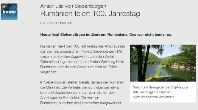 tv germana romania celebreaza anexarea transilvaniei