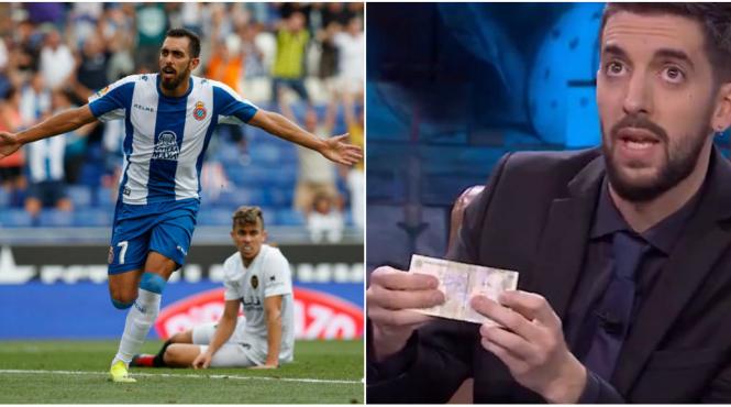 un fotbalist celebru din liga spaniola isi tine economiile in lei la o emisiune tv a scos 1 leu din buzunar