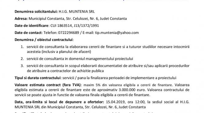 anunt de presa h i g muntenia srl