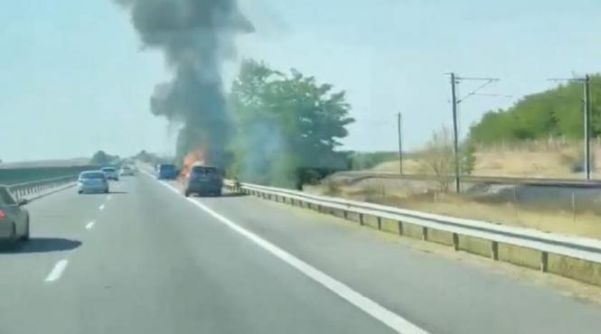 o masina a luat foc pe autostrada soarelui sensul catre bucuresti