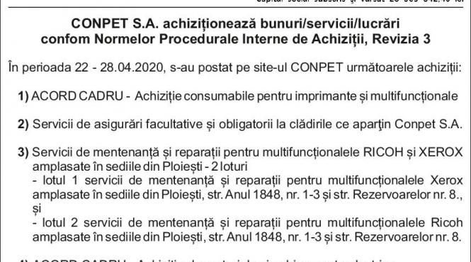 conpet s a achizitioneaza bunuri servicii lucrari confom normelor procedurale interne de achizitii revizia 3