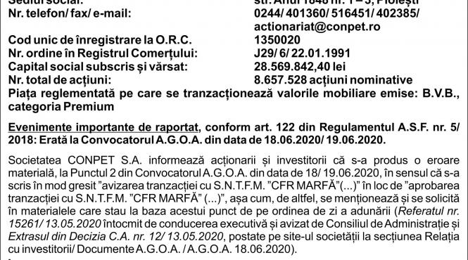 raport curent nr 15