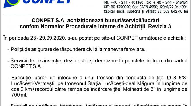 conpet s a achizitioneaza bunuri servicii lucrari