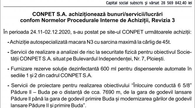 conpet s a achizitioneaza bunuri servicii lucrari