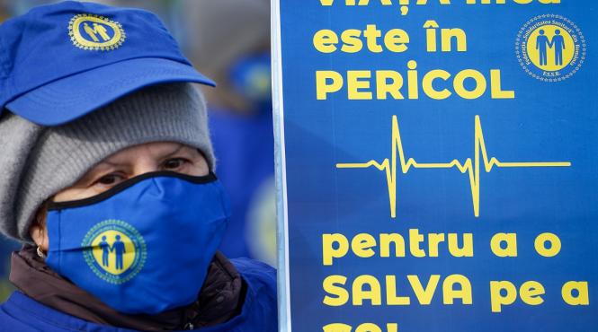 sindicalistii din sanatate in strada