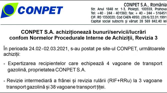conpet s a achizitioneaza bunuri servicii lucrari