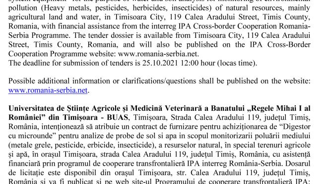 aquisition of microwave digestion system equipment
