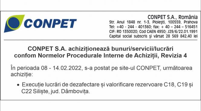 conpet s a achizitioneaza bunuri servicii lucrari
