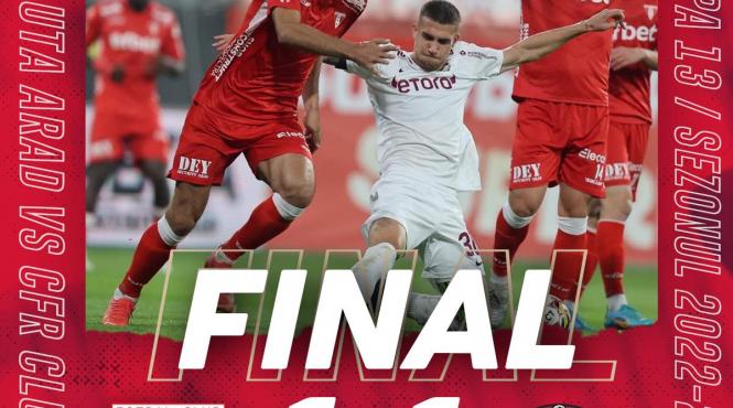 uta arad smulge o remiza in 10 oameni din confruntarea cu campioana cfr cluj