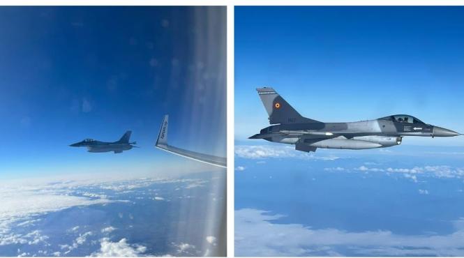 un avion tarom a fost escortat de doua aeronave f 16 fighting falcon seful nato se afla in el