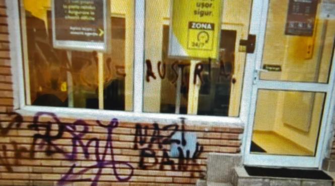 reifeeisen bank vandalizata nazi bank ancheta politie