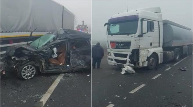 accident in lant cu doua autoturisme si trei tir uri