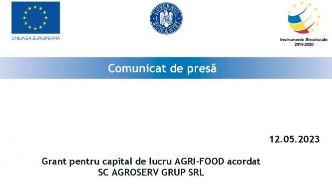 grant capital lucru agri food sc agroserv grup srl