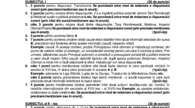baremul corectare istorie bacalaureat 2023