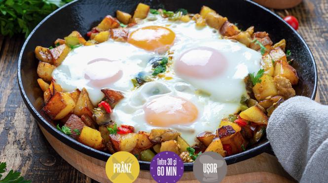 mic dejun oua legume tigaie