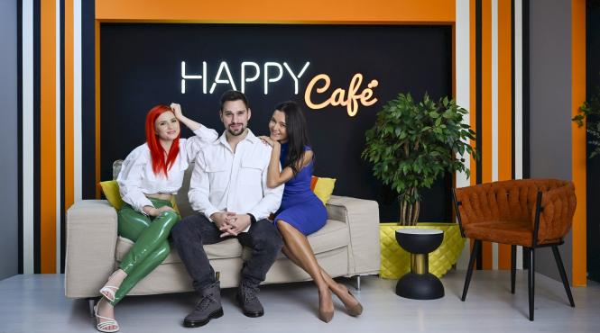 din 15 ianuarie cristina ciobanasu ruxandra luca si vlad gherman prezinta happy cafe la happy channel