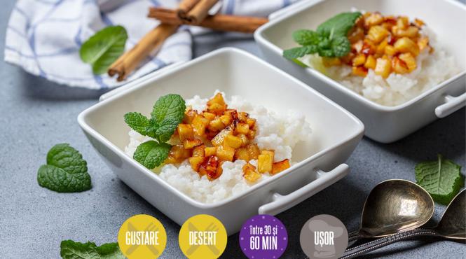 budinca orez mere caramelizate