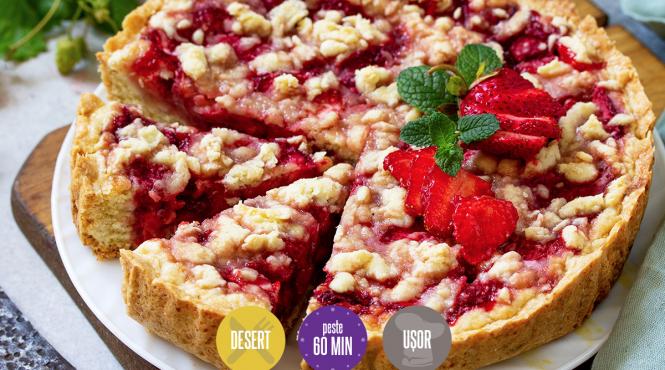 tarta cu capsuni proaspete si crusta frageda